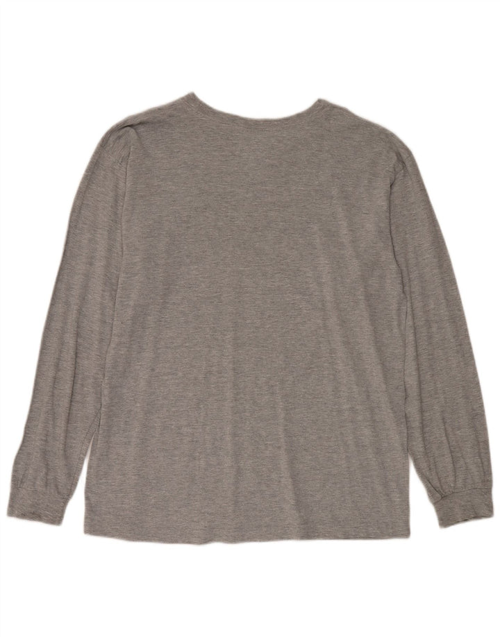 Adidas Mens Graphic Top Manga Larga Grande Gris Algodón