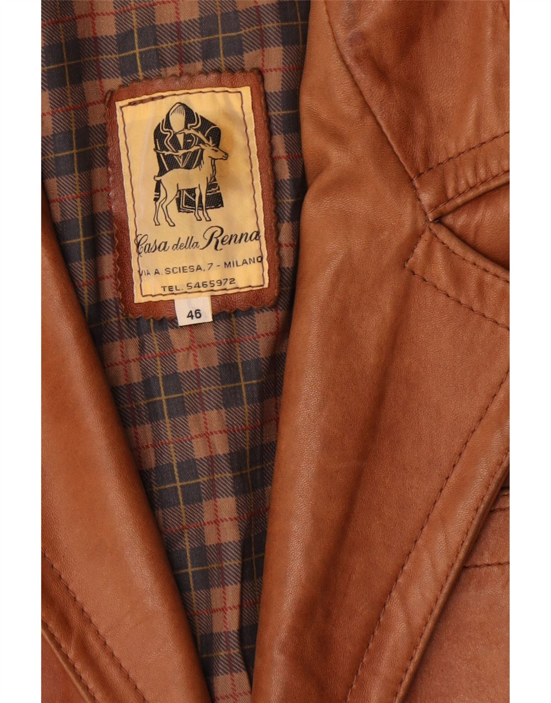 Renna Chaqueta Blazer de Cuero con 2 Botones para Hombre IT 46 Small Brown