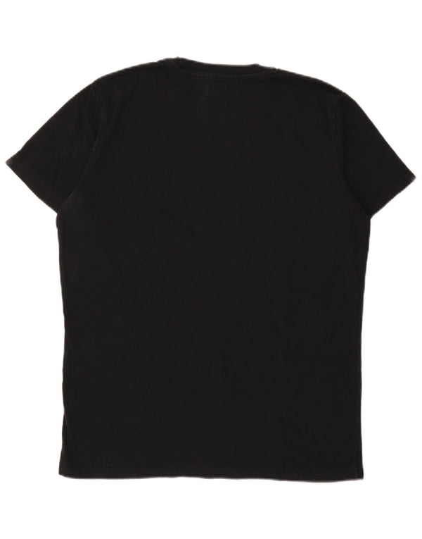 Diesel Hombre Camiseta Gráfica Top Medio Algodón Negro