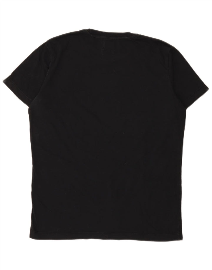 Diesel Hombre Camiseta Gráfica Top Medio Algodón Negro
