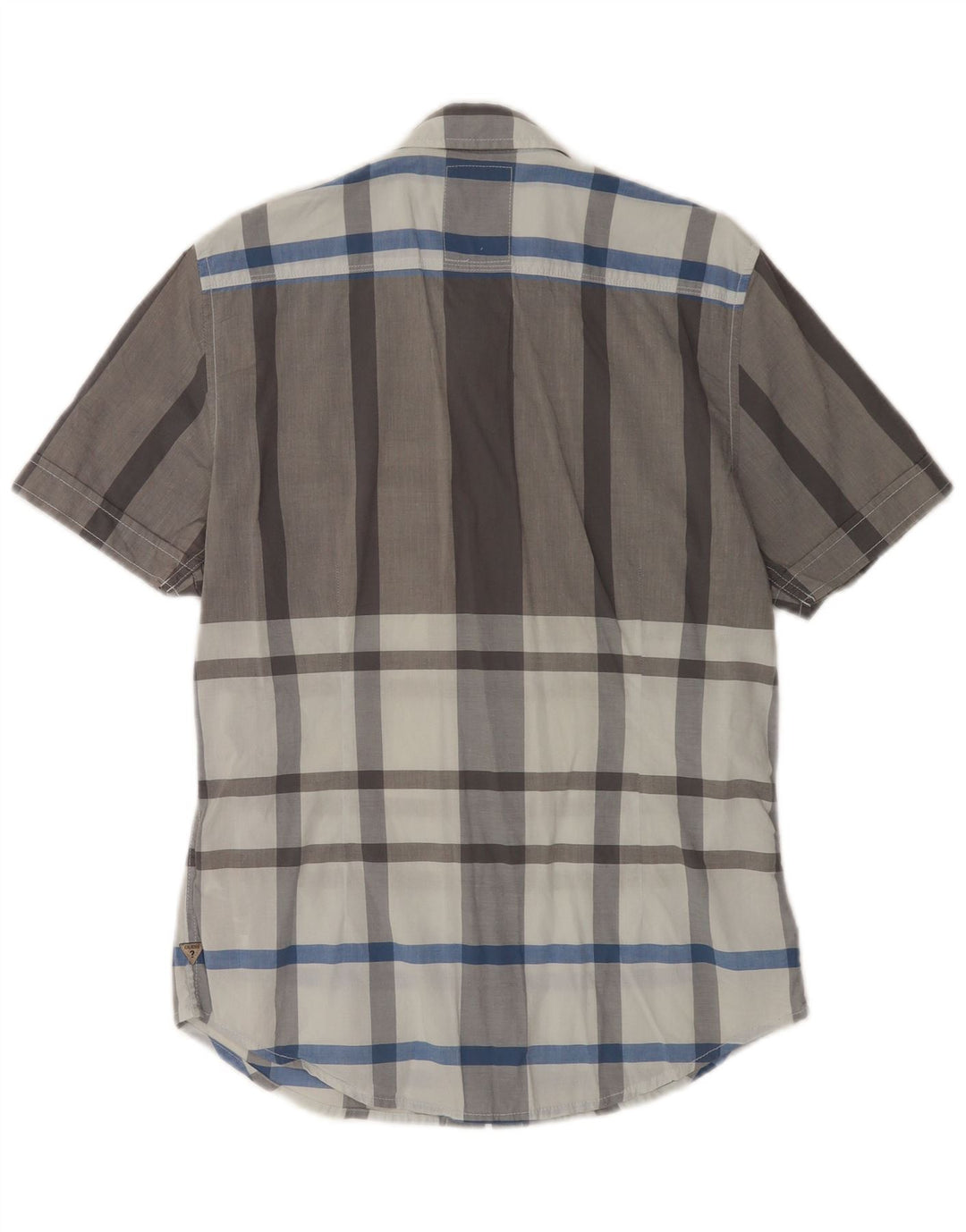 Guess Camisa Slim Fit De Manga Corta Para Hombre De Algodón A Cuadros Gris Pequeño