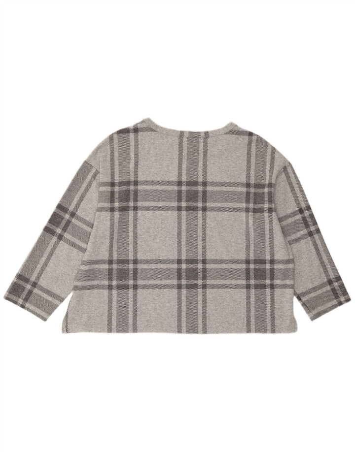 Marks & Spencer Top corto para mujer manga 3/4 UK 20 2XL Poliéster a cuadros gris