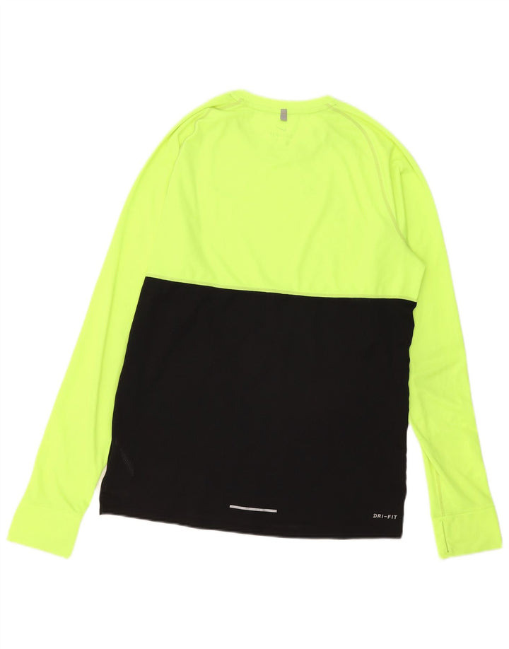 Camiseta Nike Dri Fit De Manga Larga Para Hombre Poliéster Color Block Verde Medio