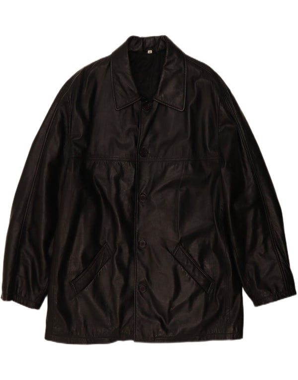 Vintage chaqueta de cuero para hombre EU 54 2XL cuero negro