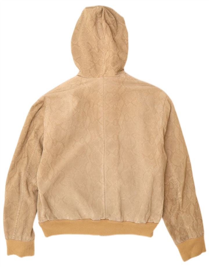 Chaqueta bomber con capucha para mujer Donna Pelle IT 42 Estampado animal beige medio