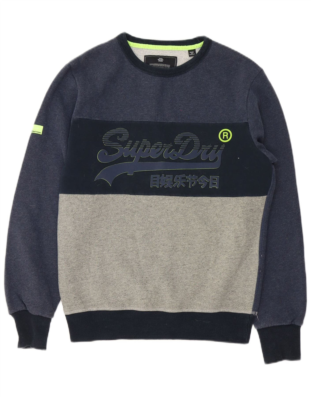 Superdry Hombre Sudadera Gráfica Jersey De Algodón Color Block En Azul Marino Mediano