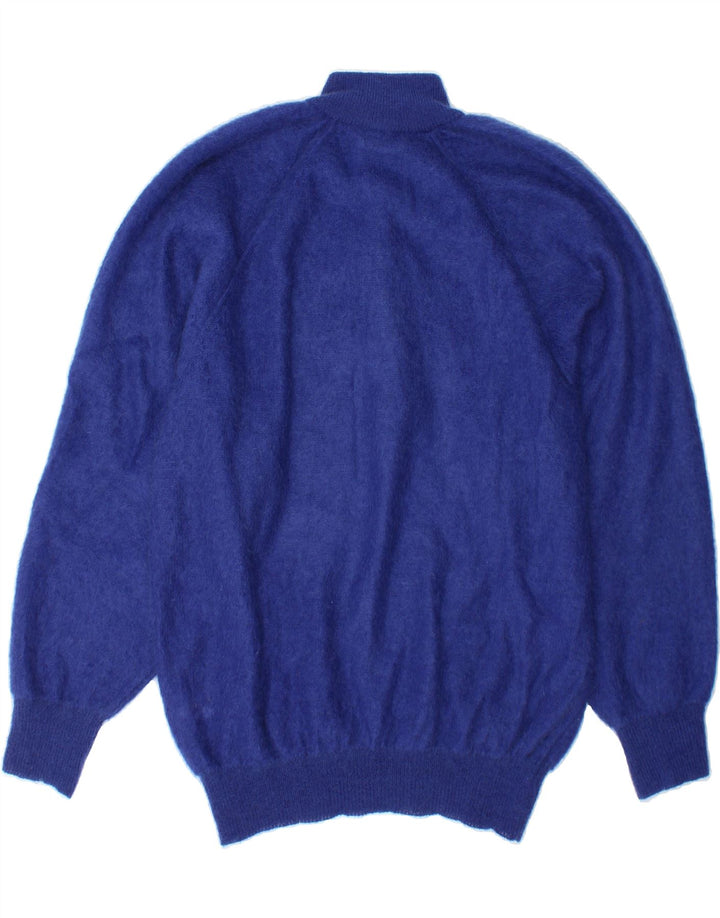 MARZ Womens Button Neck Jumper Sweater UK 16 Large Blue Mohair Vintage Marz and Second-Hand Marz from Messina Hembry 