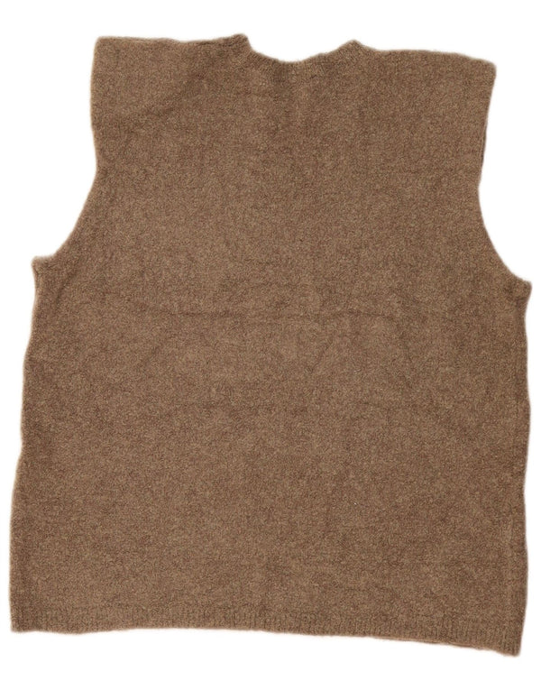 Zara Mujer Chaleco Tank Top UK 44 Medium Khaki Moteado Poliamida