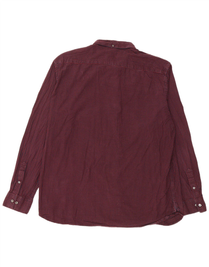 FRENCH CONNECTION Camisa de franela para hombre 2XL Cuadros burdeos