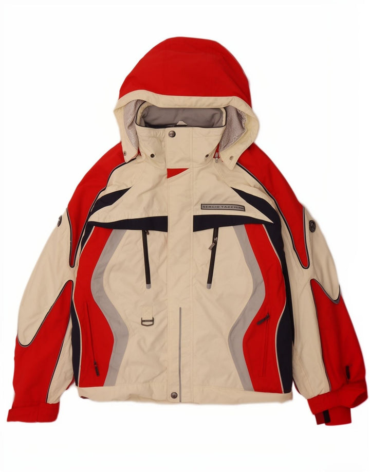 Sergio Tacchini Chaqueta cortavientos con capucha para hombre Medium White Colorblock