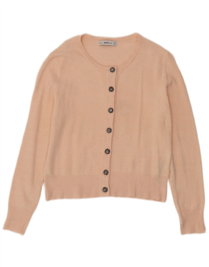 Zara Mujer Cárdigan Suéter UK 12 Viscosa Rosa Mediana