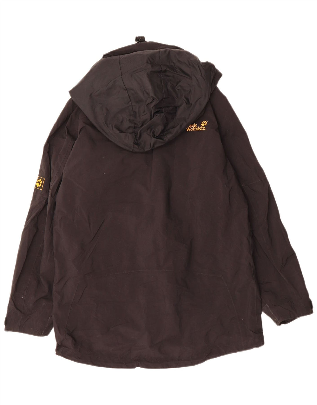JACK WOLFSKIN Chaqueta impermeable con capucha de gran tamaño para mujer UK 8 Small Black