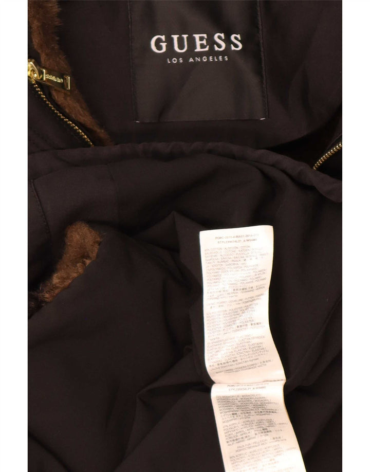 Guess Parka con capucha gráfica para mujer UK 6 XS Poliéster negro