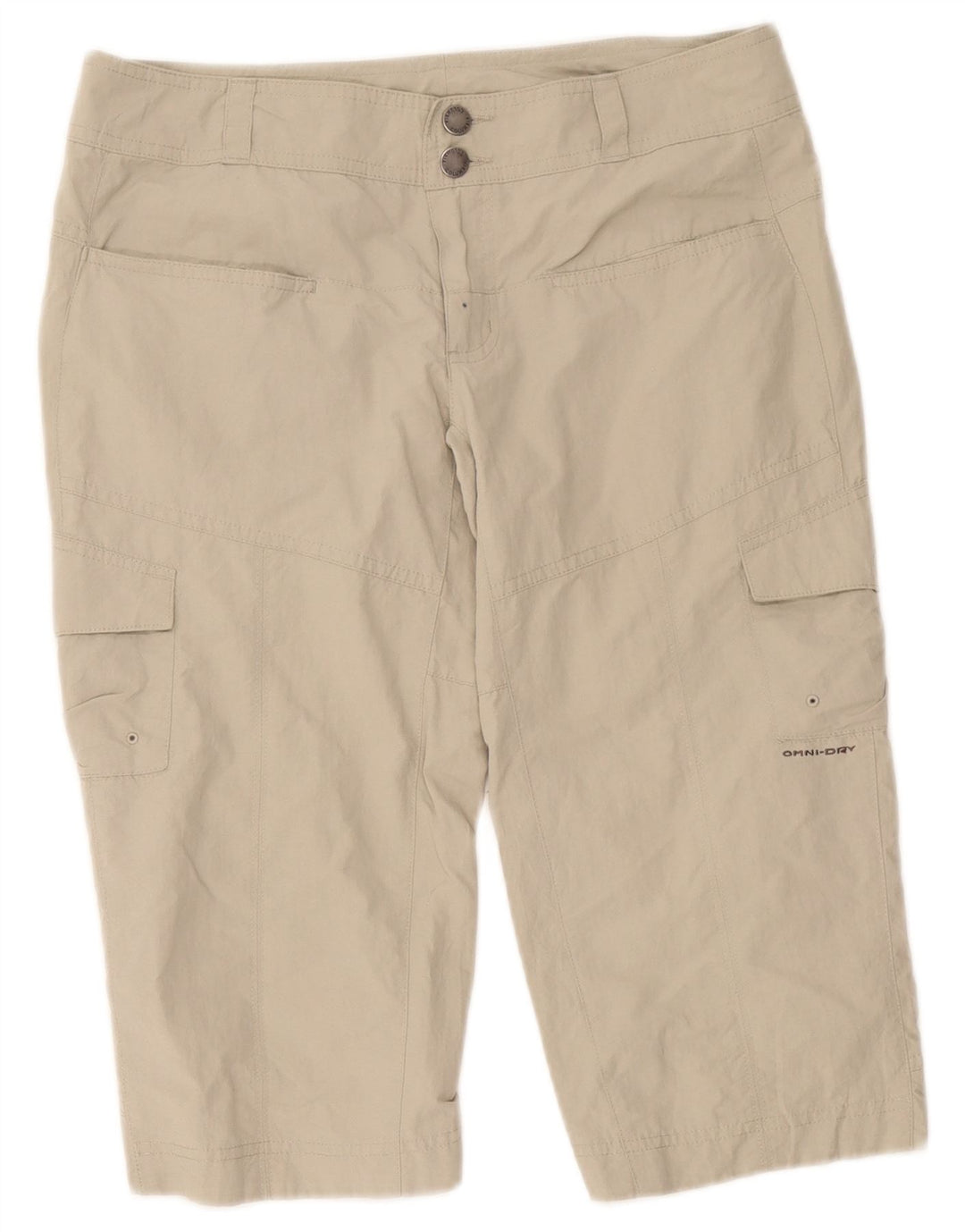 Columbia Pantalones cortos cargo de titanio para mujer US 4 Small W32 Beige Nylon