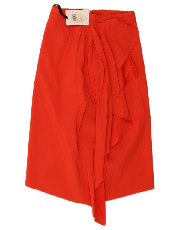 Reiss Womens Asymmetric Midi Skirt UK 6 XS W24 Red Acetate