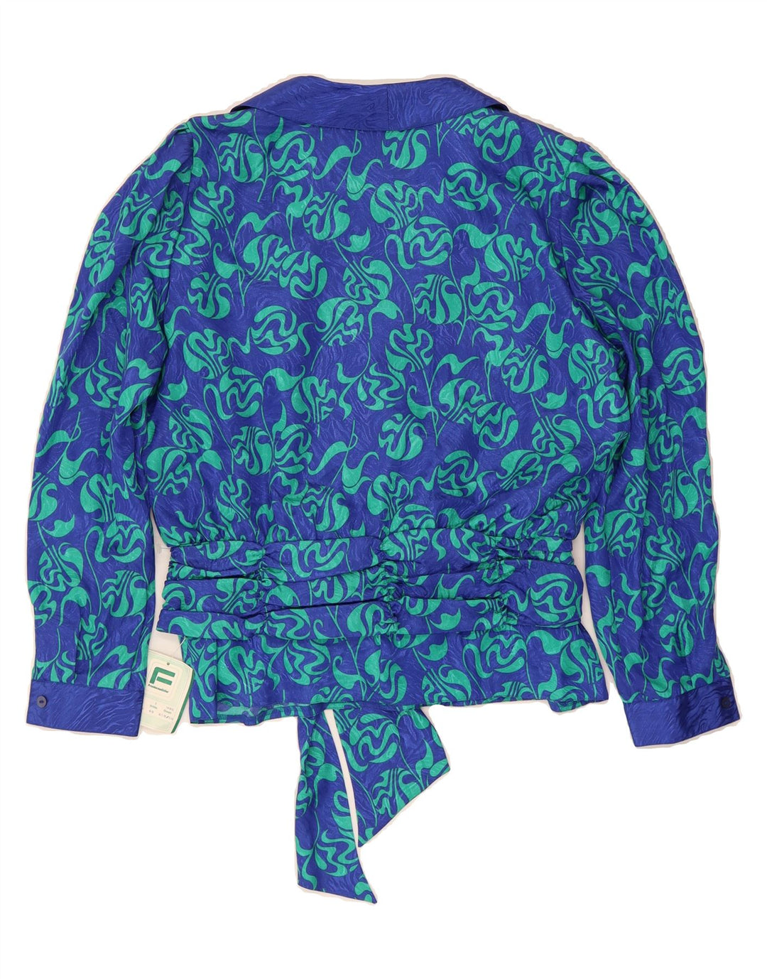 FRANKENWALDER Womens Wrap Shirt Blouse EU 40 Medium Blue Floral Polyester Vintage Frankenwalder and Second-Hand Frankenwalder from Messina Hembry 