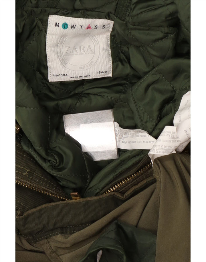 Zara Parka Niña Con Capucha 13-14 Años Caqui Poliéster
