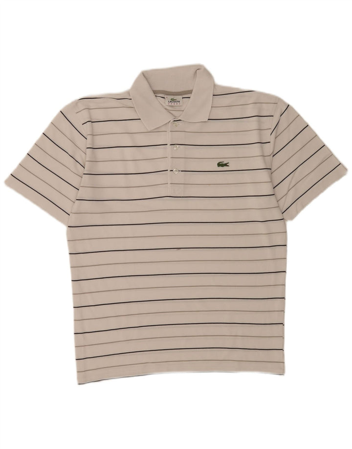Polo Lacoste para hombre talla 4 mediano blanco a rayas