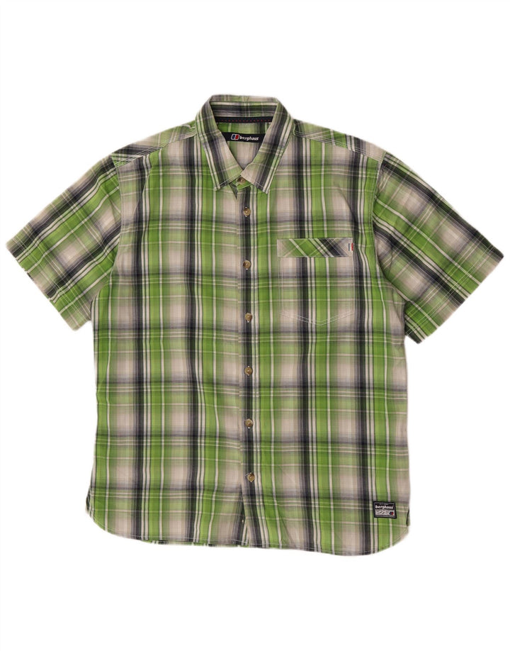 Berghaus Camisa De Manga Corta Para Hombre Poliéster A Cuadros Verdes Grandes