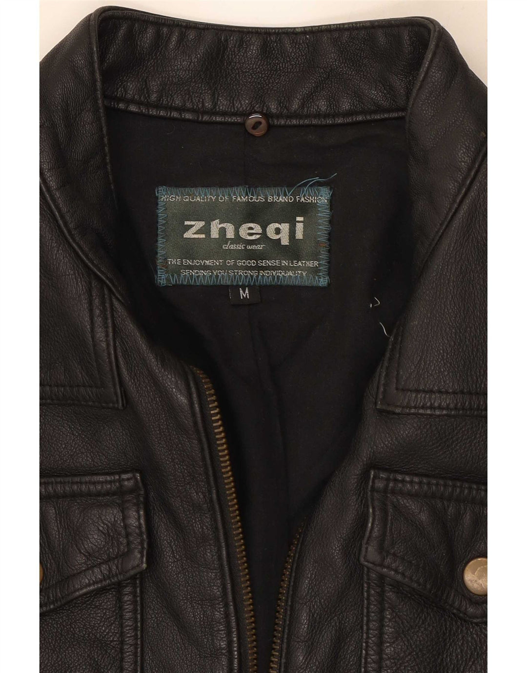 Vintage mujer biker chaqueta de cuero Reino Unido 12 Medio Negro