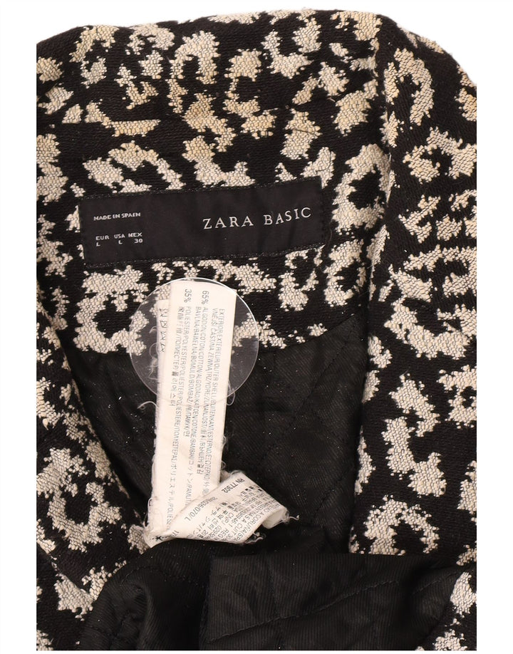 Zara Abrigo abierto con estampado abstracto para mujer UK 44 Grande Algodón negro