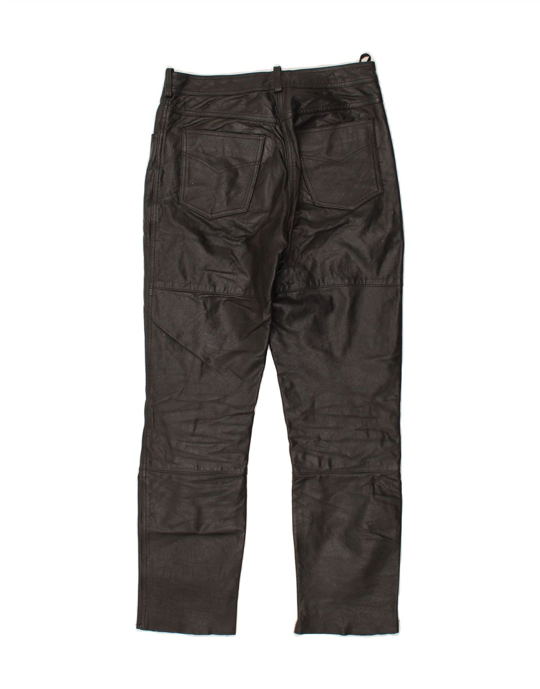 VINTAGE Womens Straight Trousers EU 40 Medium W30 L29 Black Leather Vintage Vintage and Second-Hand Vintage from Messina Hembry 