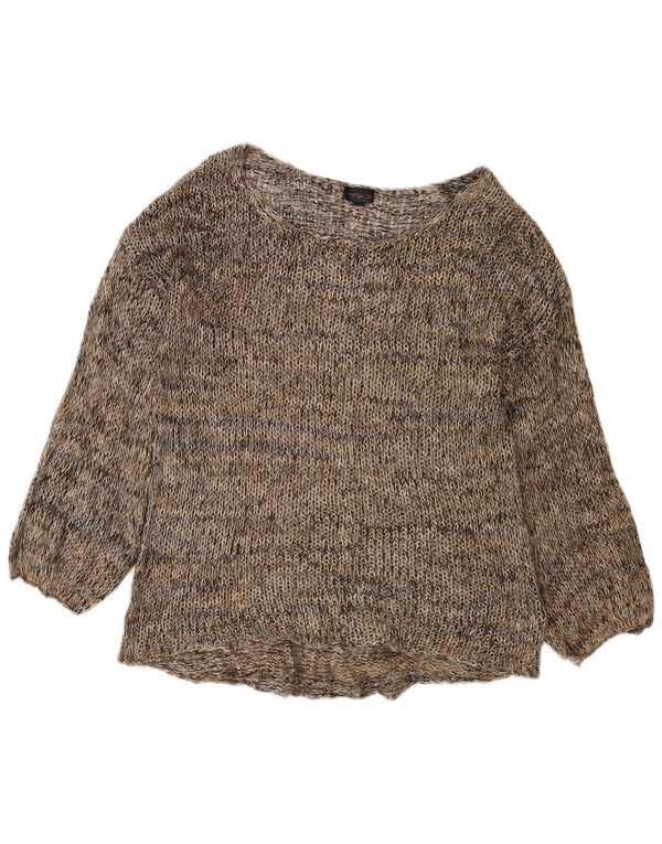 Topshop Jersey tipo jersey con cuello barco para mujer, talla 40, color marrón medio, moteado