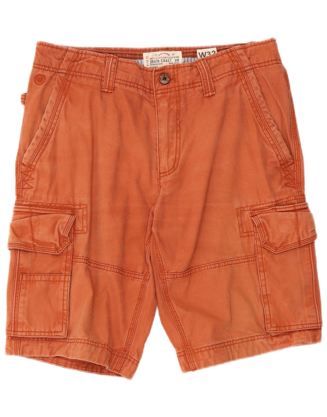 Pantalones cortos cargo para hombre Fat Face W32 Algodón naranja medio