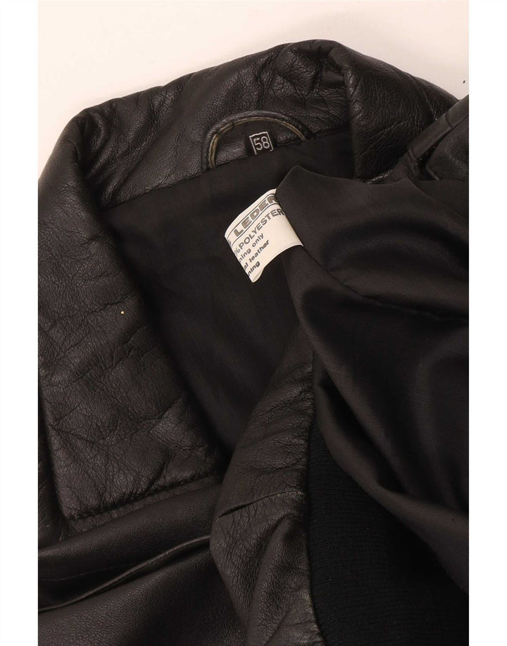 Vintage hombres cuero bomber chaqueta Reino Unido 42 XL negro