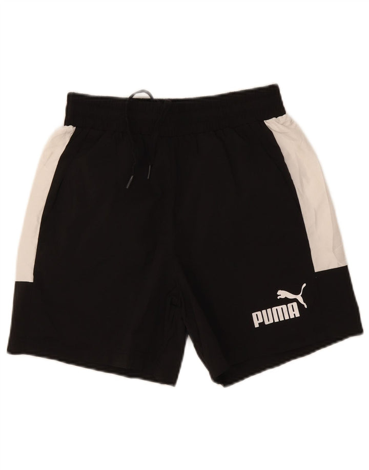 Puma Pantalones cortos deportivos con gráficos para hombre, poliéster color block, pequeño, negro