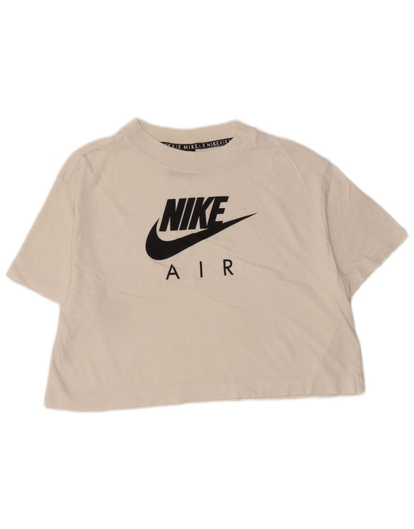 NIKE Camiseta corta extragrande con gráfico para mujer UK 10 Small White Cotton