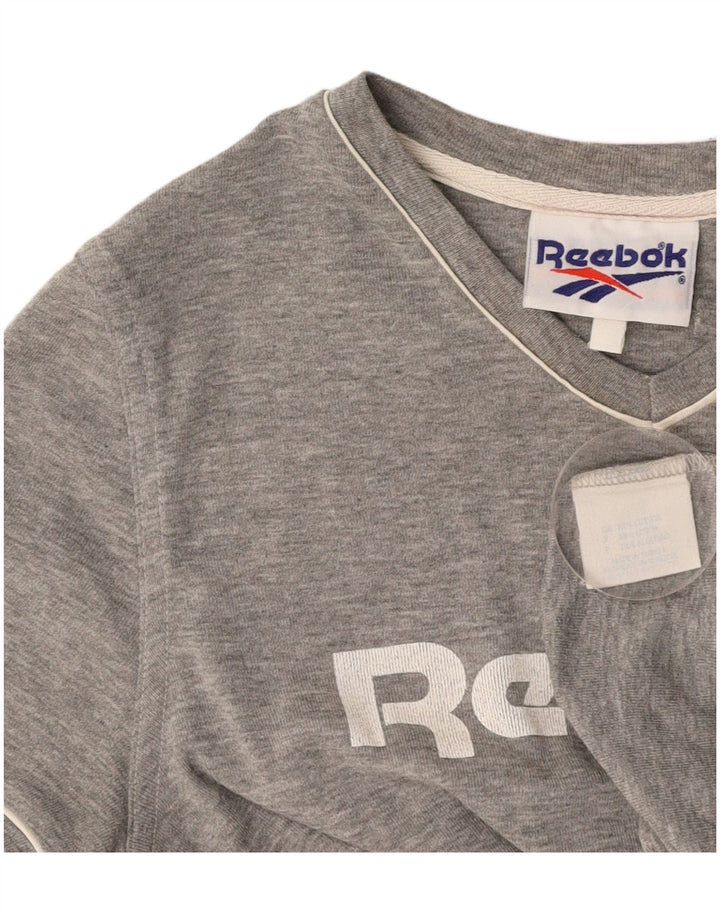 REEBOK Camiseta gráfica para mujer Top UK 44 Algodón gris medio