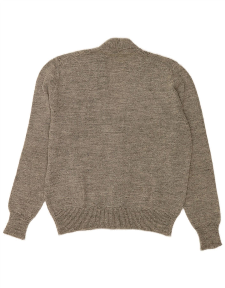 Vintage hombres Cardigan suéter medio gris moteado