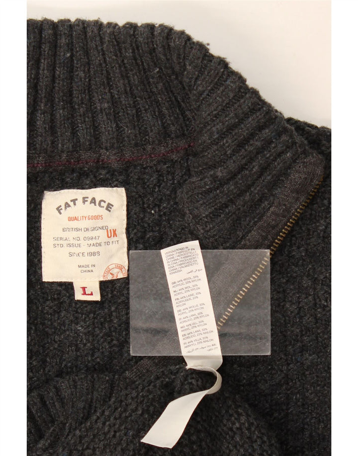 Jersey tipo jersey con cuello y cremallera para hombre de Fat Face, talla grande, de lana gris