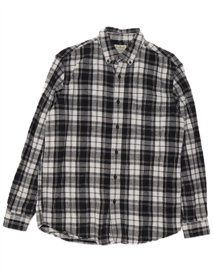 L.L.Bean Camisa de franela ligeramente ajustada para hombre Algodón a cuadros negro mediano