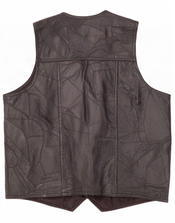 Chaleco de cuero vintage para hombre grande negro