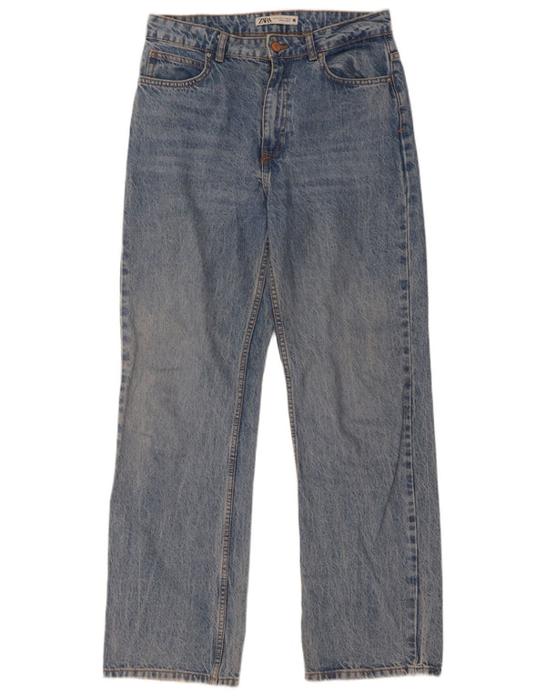 Zara Jeans rectos de cintura alta para mujer EU 38 Small W28 L32 Algodón azul