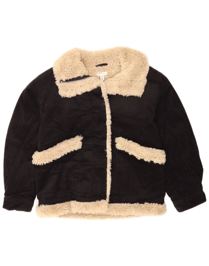 Topshop Chaqueta de pana extragrande para mujer UK 8 Small Colorblock negro