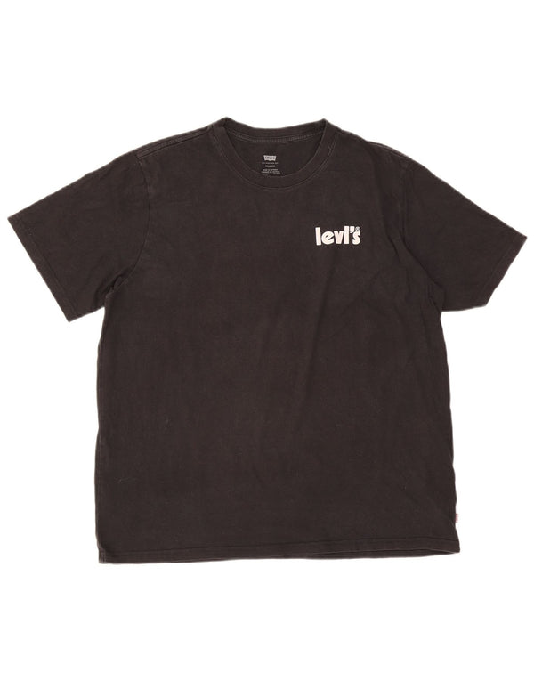 Levi's Camiseta gráfica de ajuste relajado para hombre Top grande de algodón negro
