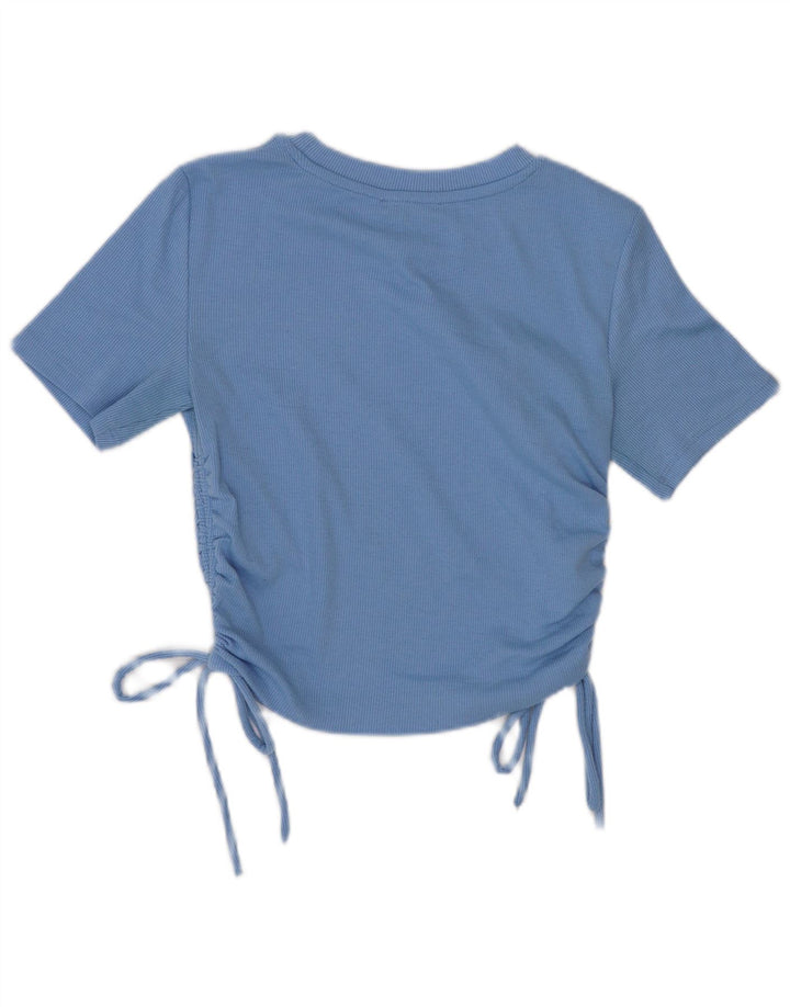 Zara Mujer Blusa Corta Top UK 42 Azul Medio