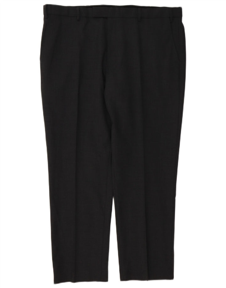 Marks & Spencer Pantalón de traje regular recto para hombre W40 L29 Lana gris