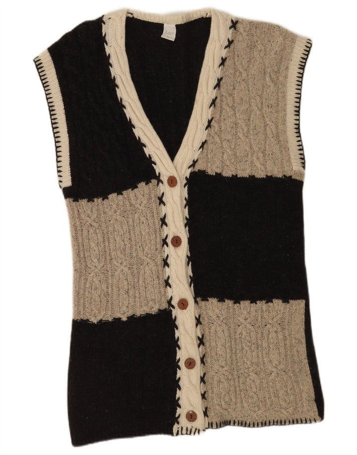 Astor Cárdigan sin Mangas para Mujer UK 44 Lana Gris Medio Colorblock