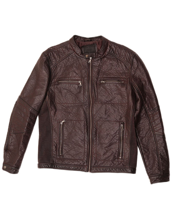 Maison Cinqcent Chaqueta de piel sintética para mujer UK 40 XL Poliuretano granate