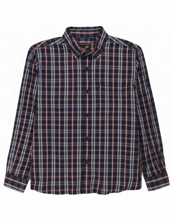 Camisa Wrangler Hombre Medium Azul Marino Cuadros Algodón