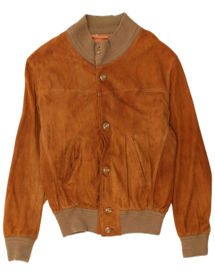 Vintage hombres ante bomber chaqueta IT 50 marrón grande