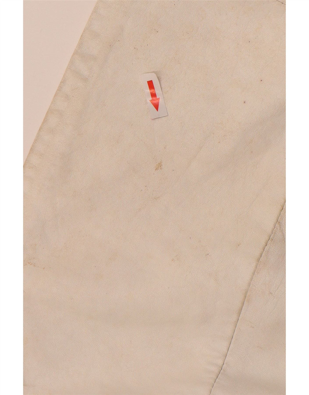 Vintage mujer cuero 2 piezas falda conjunto Reino Unido 12 medio W26 blanco apagado