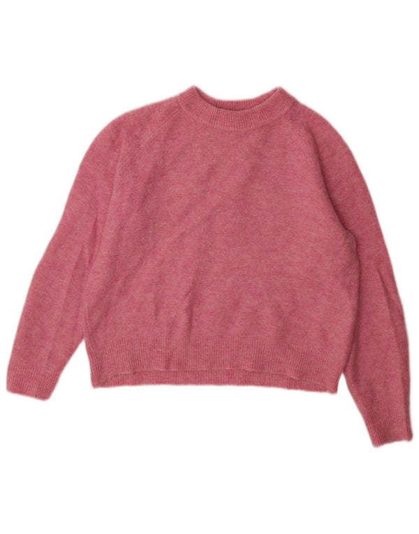 Zara Mujer Suéter De Cuello Redondo De Gran Tamaño UK 10 Small Pink Nylon