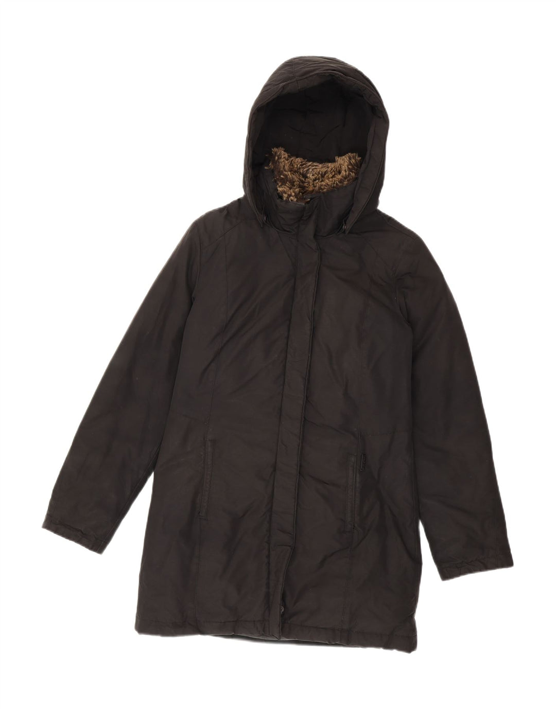 Woolrich Abrigo acolchado con capucha para mujer UK 10 Small Poliéster negro