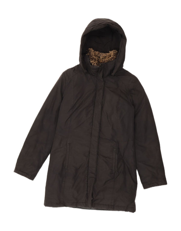 Woolrich Abrigo acolchado con capucha para mujer UK 10 Small Poliéster negro