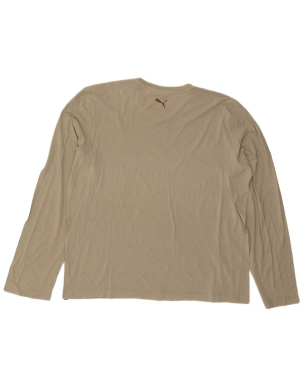 Puma Mens Graphic Top Manga Larga 2XL Algodón Beige